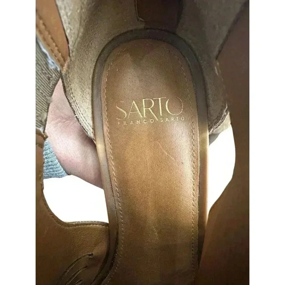 Women's Franco Sarto Janice Sandal Heels Size 8.5 Leather Open Toe Zip - Picture 7 of 8
